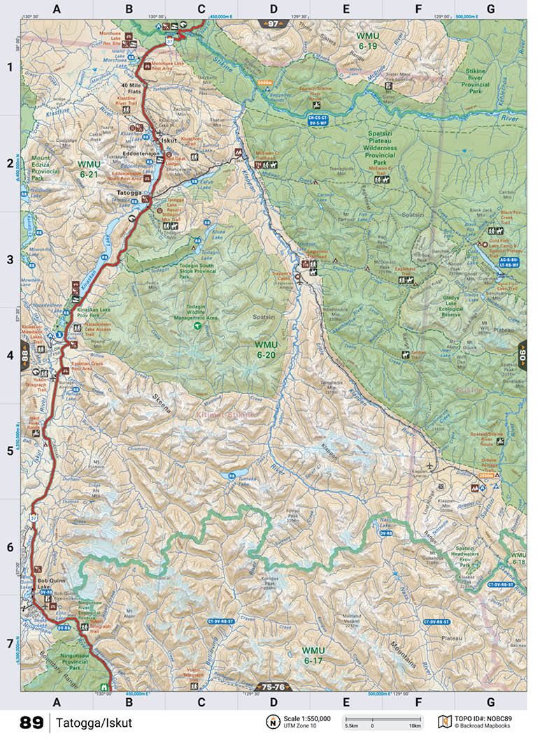 NOBC89 TOPO Map - Tatogga/Iskut - Backroad Maps