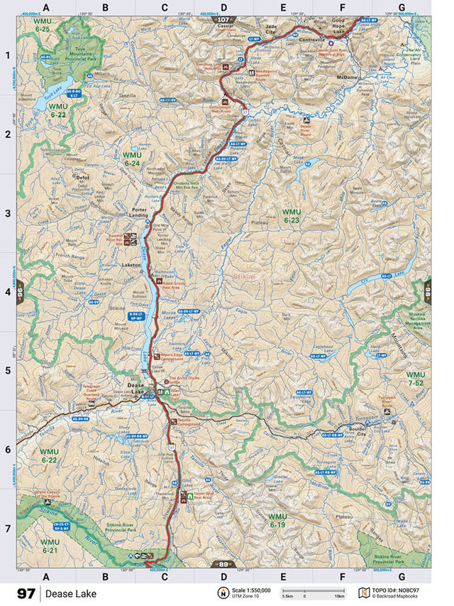 NOBC97 Wall Map - Dease Lake - Backroad Maps