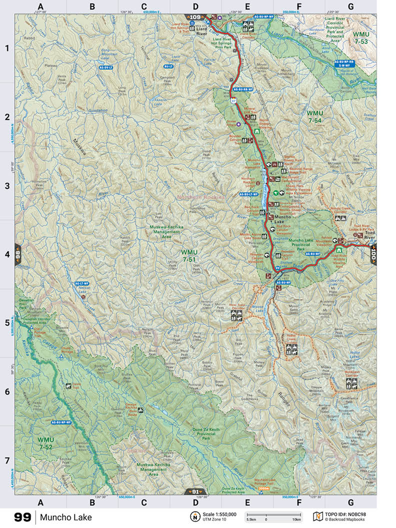 NOBC99 TOPO Map - Muncho Lake - Backroad Maps