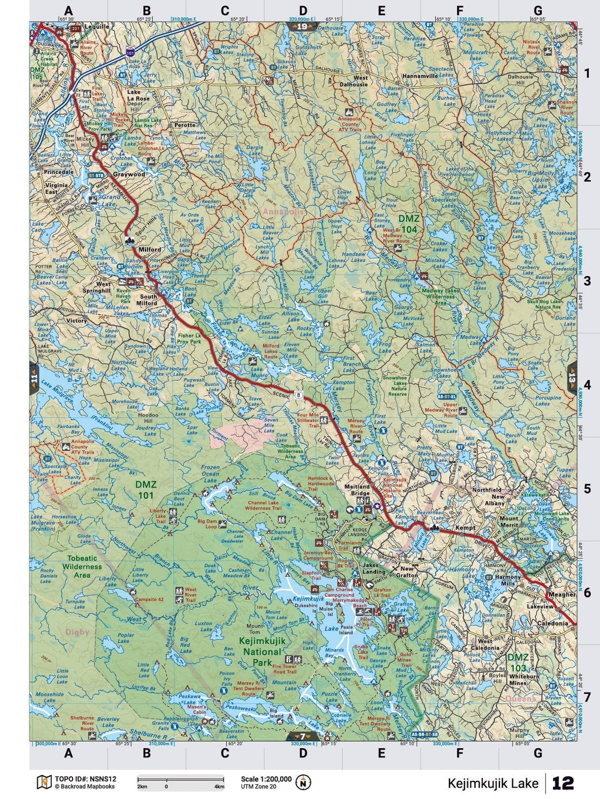 NSNS12 Wall Map - Kejimkujik Lake - Backroad Maps