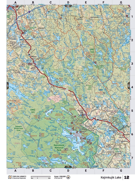 NSNS12 Wall Map - Kejimkujik Lake - Backroad Maps