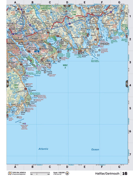 NSNS16 TOPO Map - Halifax to Dartmouth - Backroad Maps