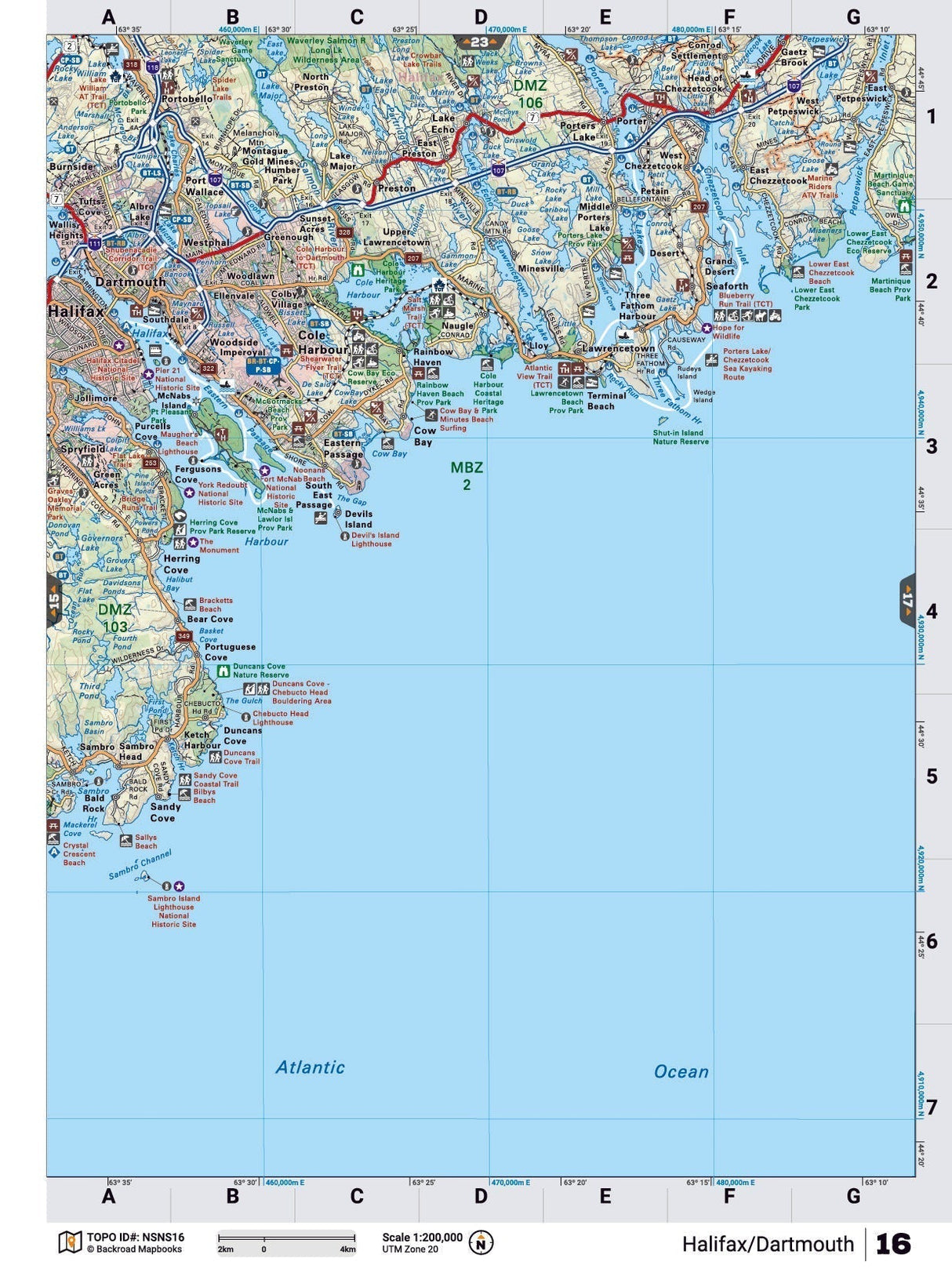 NSNS16 Wall Map - Halifax to Dartmouth - Backroad Maps