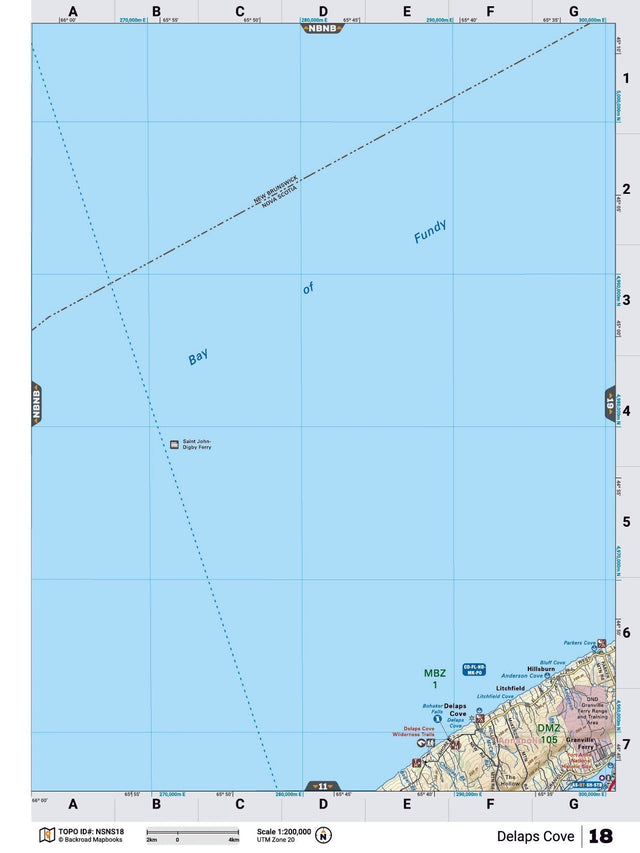 NSNS18 Wall Map - Delaps Cove - Backroad Maps