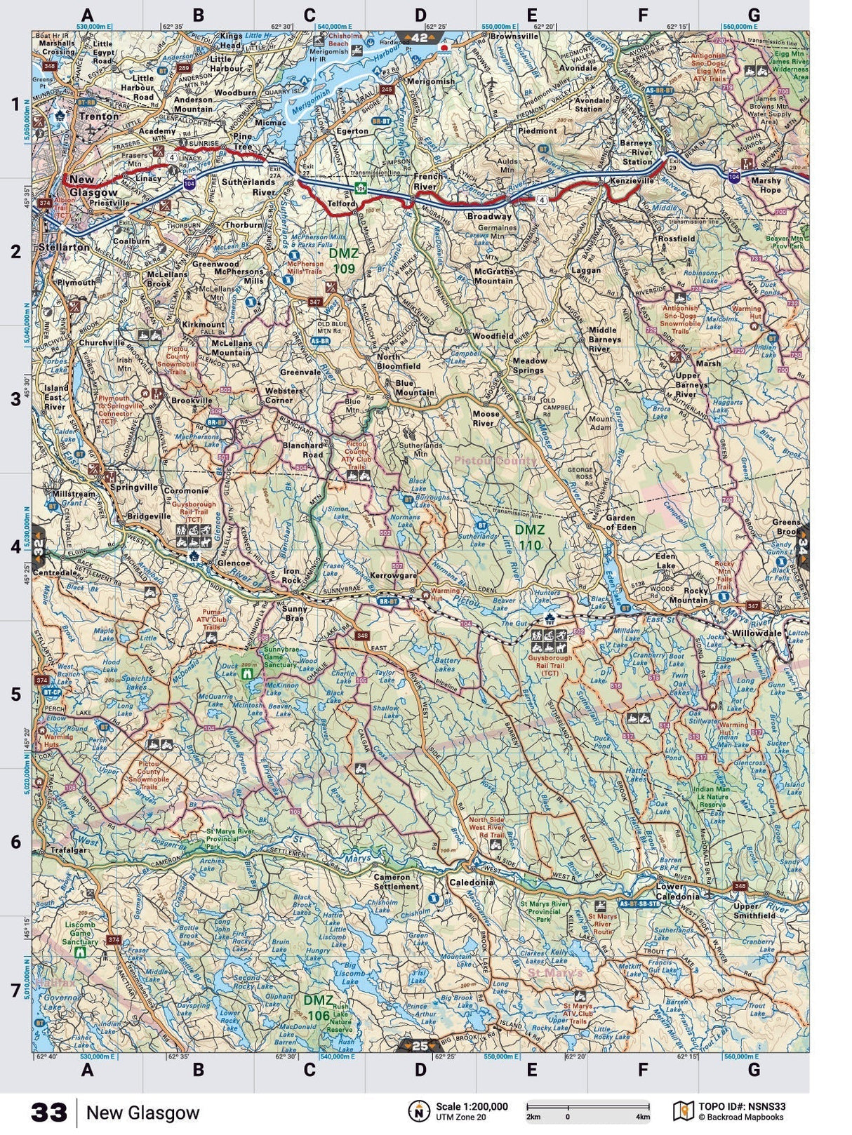 NSNS33 Wall Map - New Glasgow - Backroad Maps