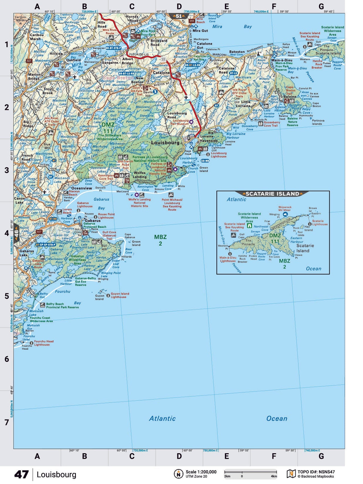 NSNS47 TOPO Map - Louisbourg - Backroad Maps