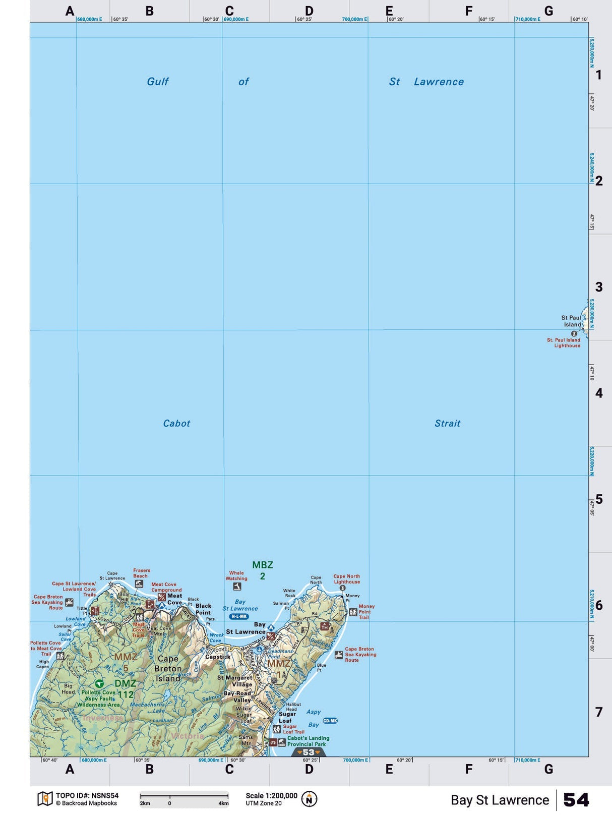 NSNS54 TOPO Map - Bay St Lawrence - Backroad Maps