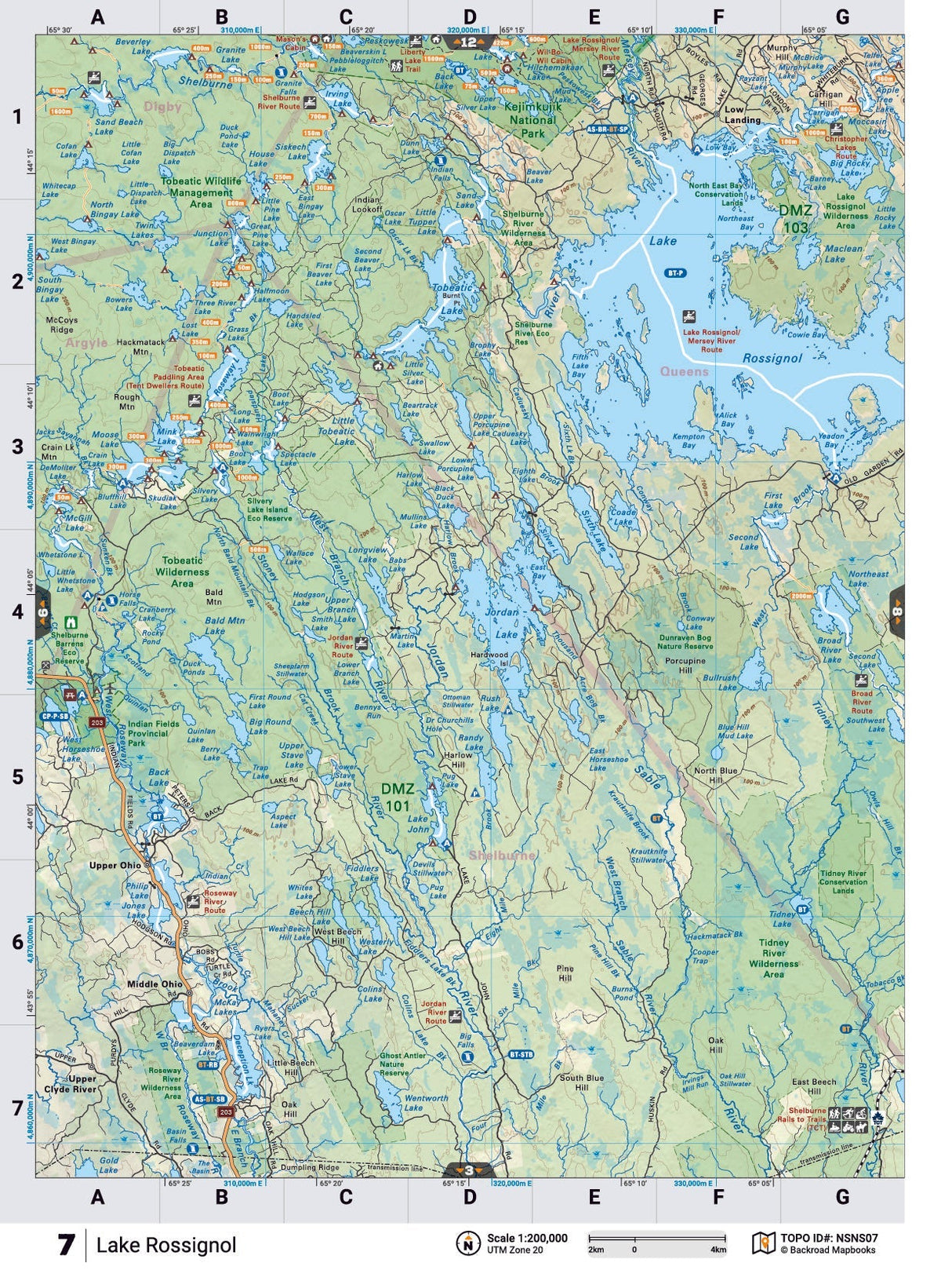 NSNS7 TOPO Map - Lake Rossignol - Backroad Maps