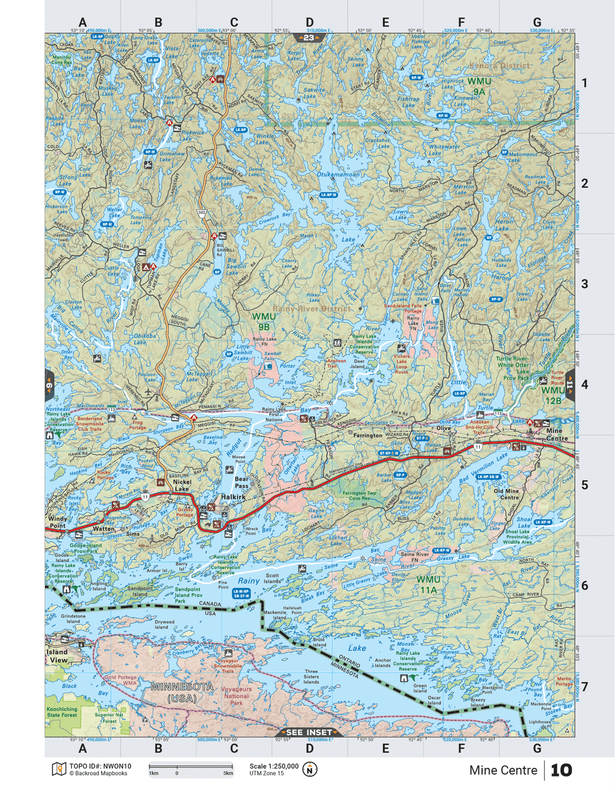 NWON10 TOPO Map - Mine Centre - Backroad Maps