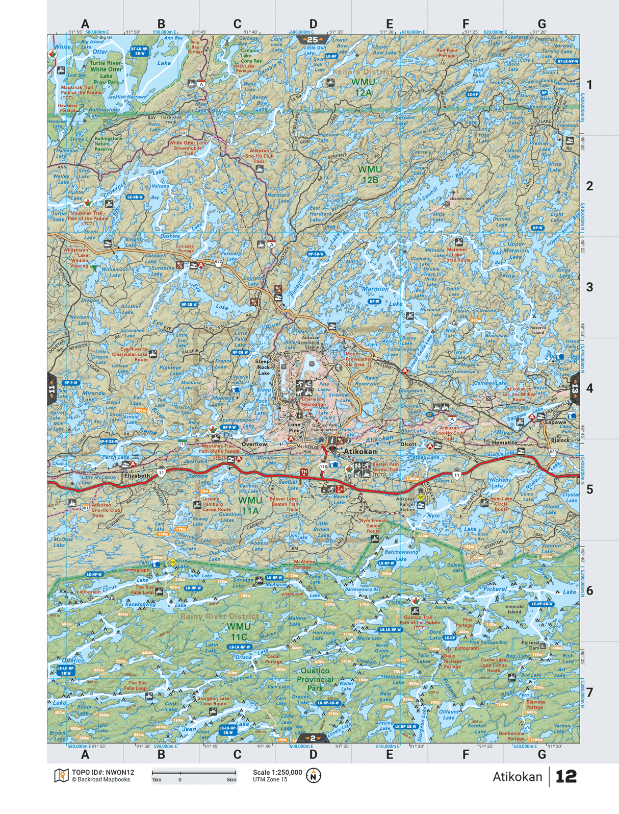 NWON12 TOPO Map - Atikokan - Backroad Maps