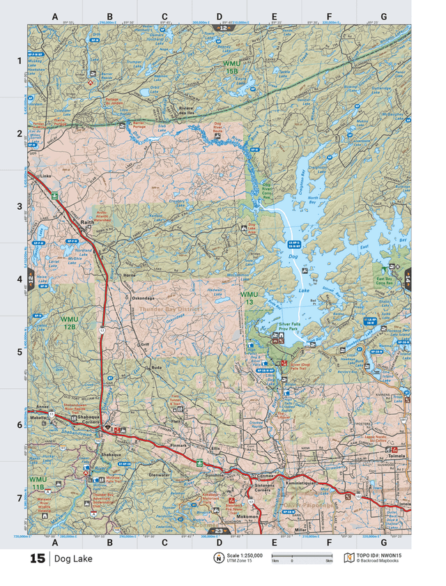 NWON15 TOPO Map - Dog Lake - Backroad Maps