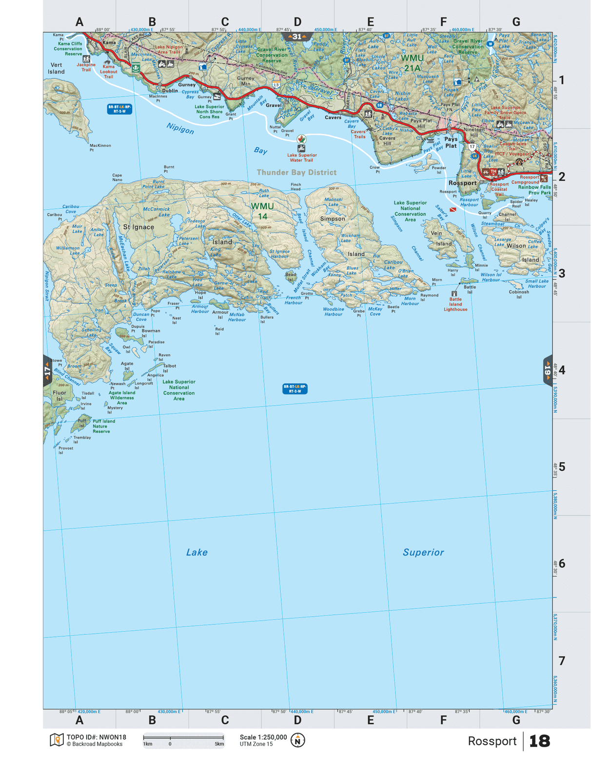 NWON18 TOPO Map - Rossport - Backroad Maps