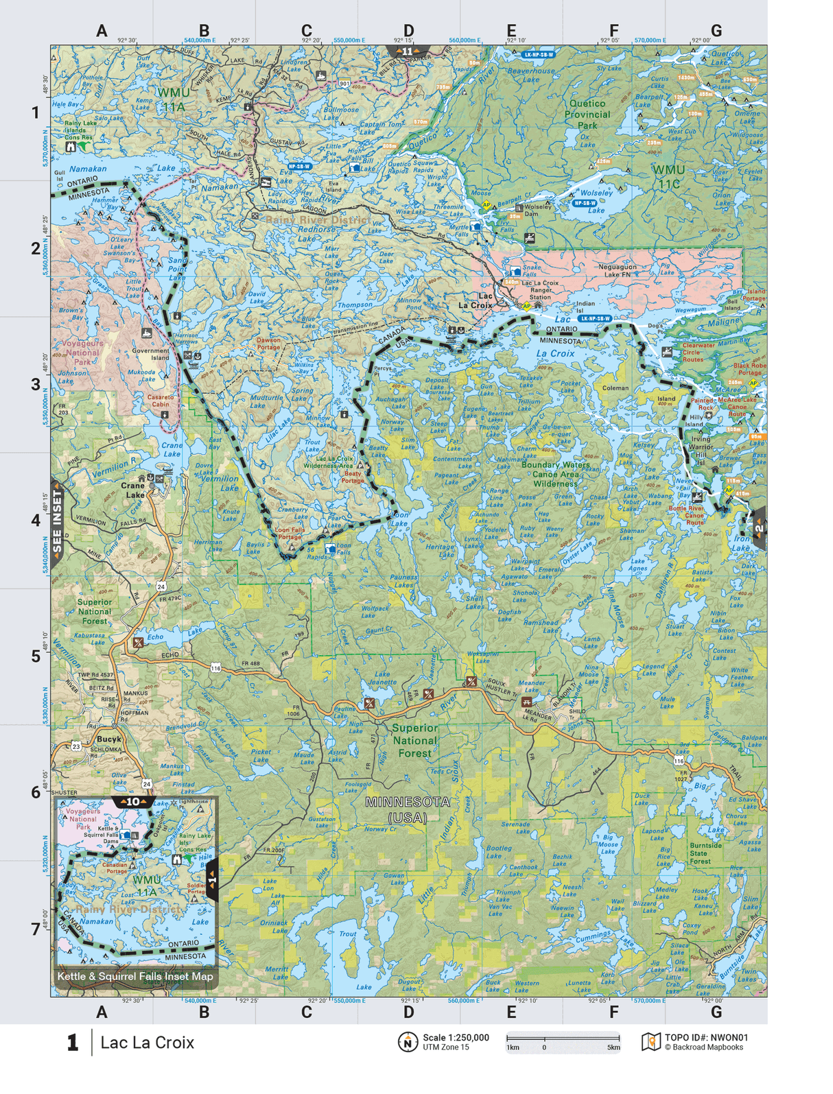 NWON1 TOPO Map - Lac La Croix - Backroad Maps
