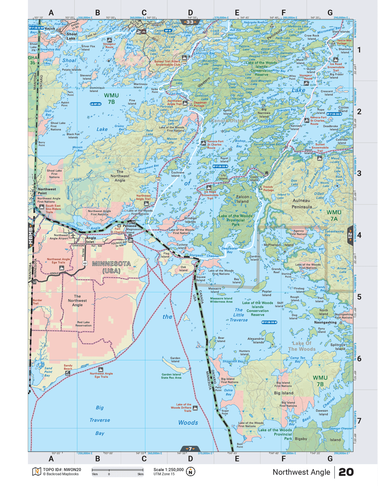 NWON20 TOPO Map - Northwest Angle - Backroad Maps