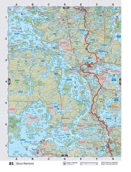 NWON21 TOPO Map - Sioux Narrows - Backroad Maps
