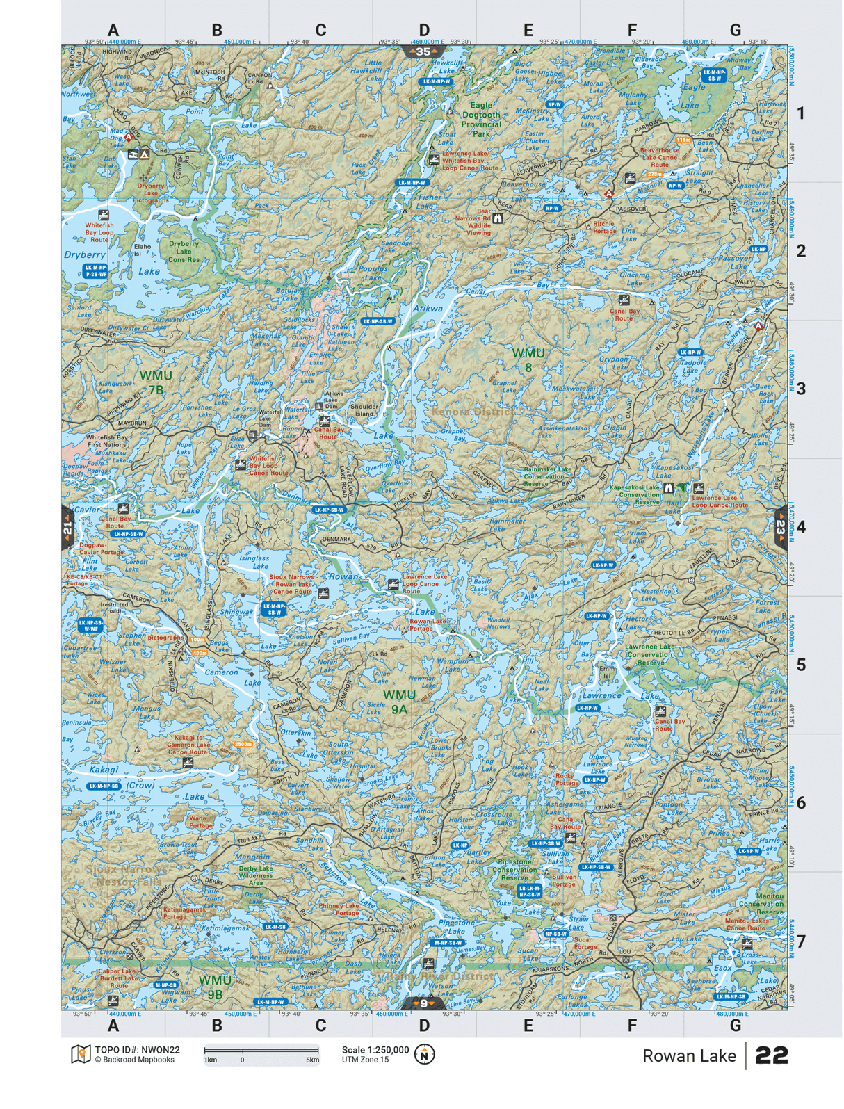 NWON22 TOPO Map - Rowan Lake - Backroad Maps