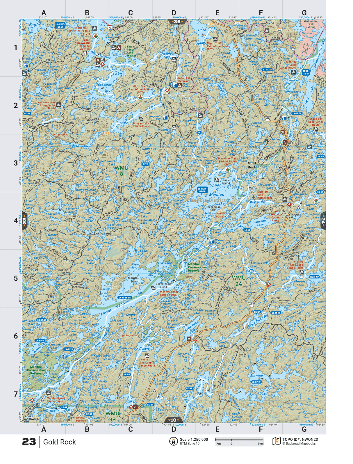 NWON23 Wall Map - Gold Rock - Backroad Maps