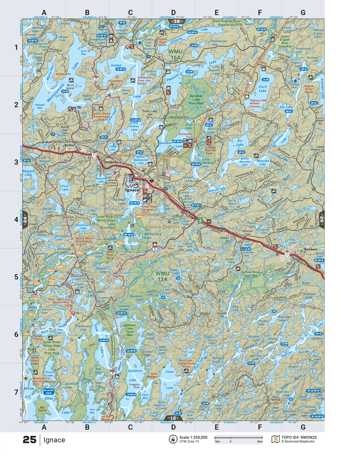NWON25 Wall Map - Ignace - Backroad Maps