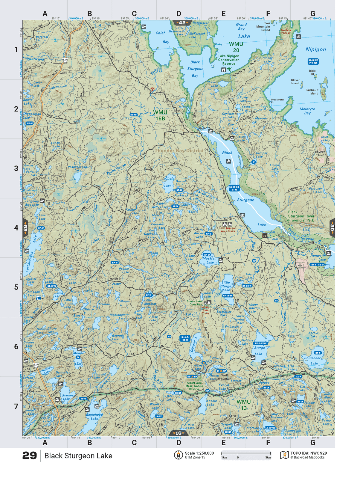 NWON29 TOPO Map - Black Sturgeon Lake - Backroad Maps