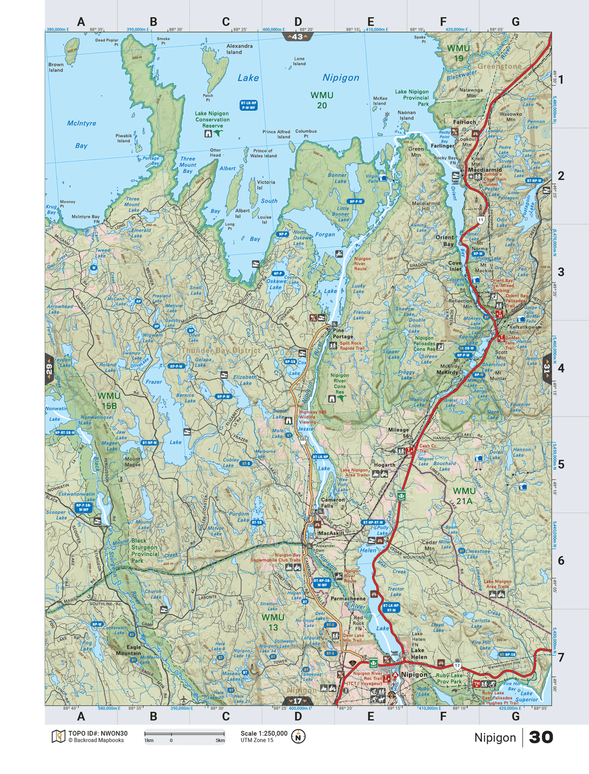 NWON30 Wall Map - Nipigon - Backroad Maps