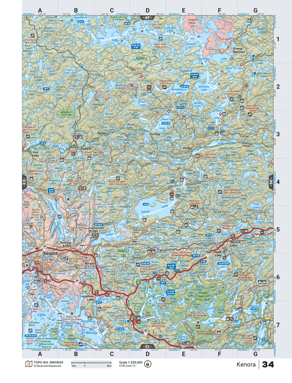 NWON34 TOPO Map - Kenora - Backroad Maps