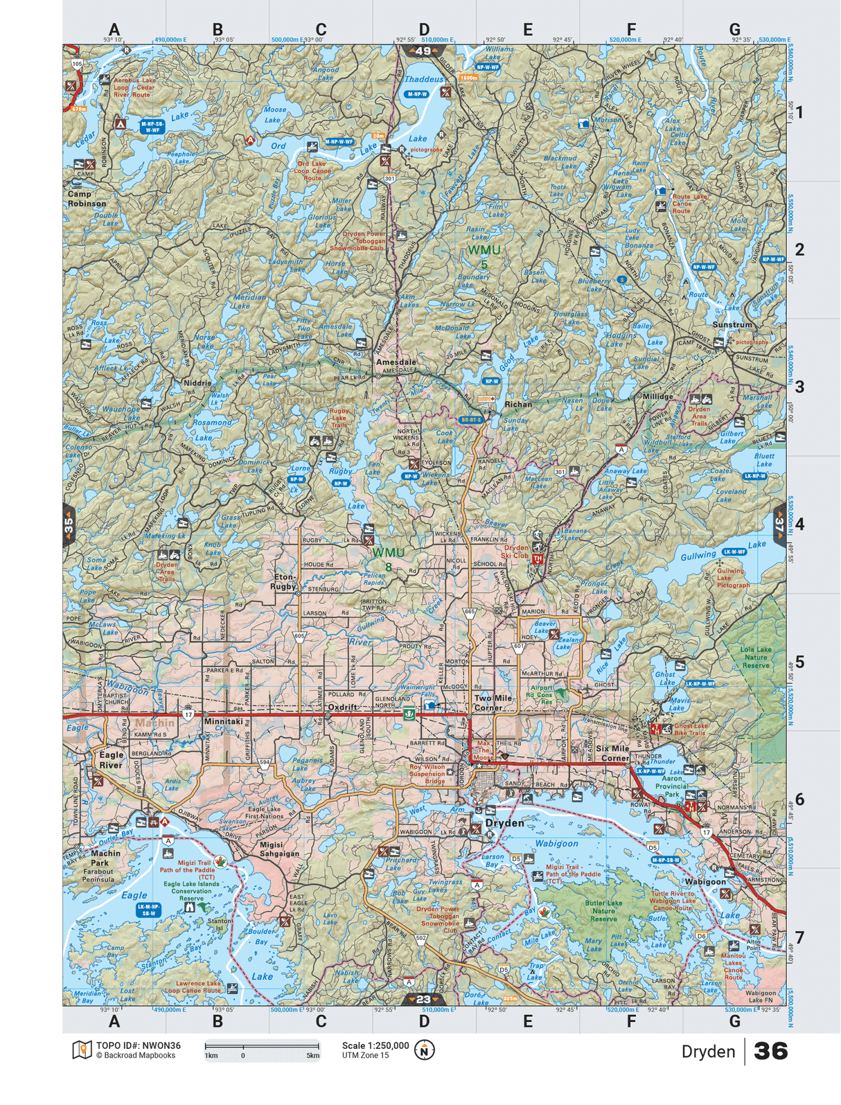 NWON36 TOPO Map - Dryden - Backroad Maps