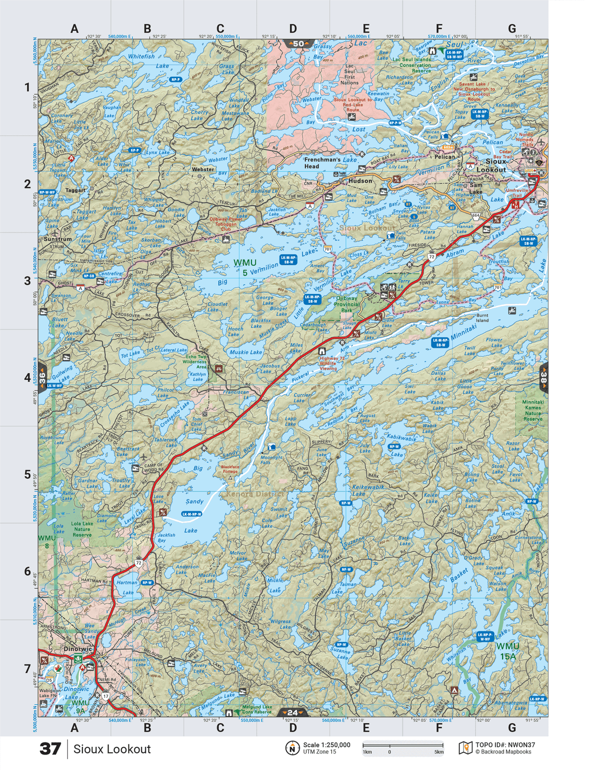 NWON37 TOPO Map - Sioux Lookout - Backroad Maps