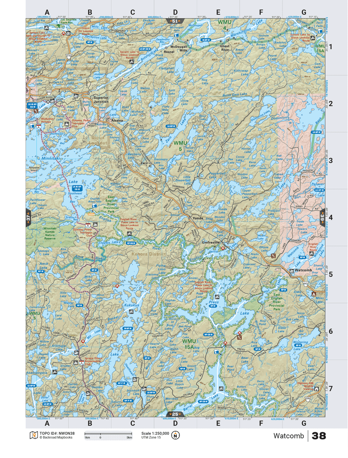 NWON38 TOPO Map - Watcomb - Backroad Maps