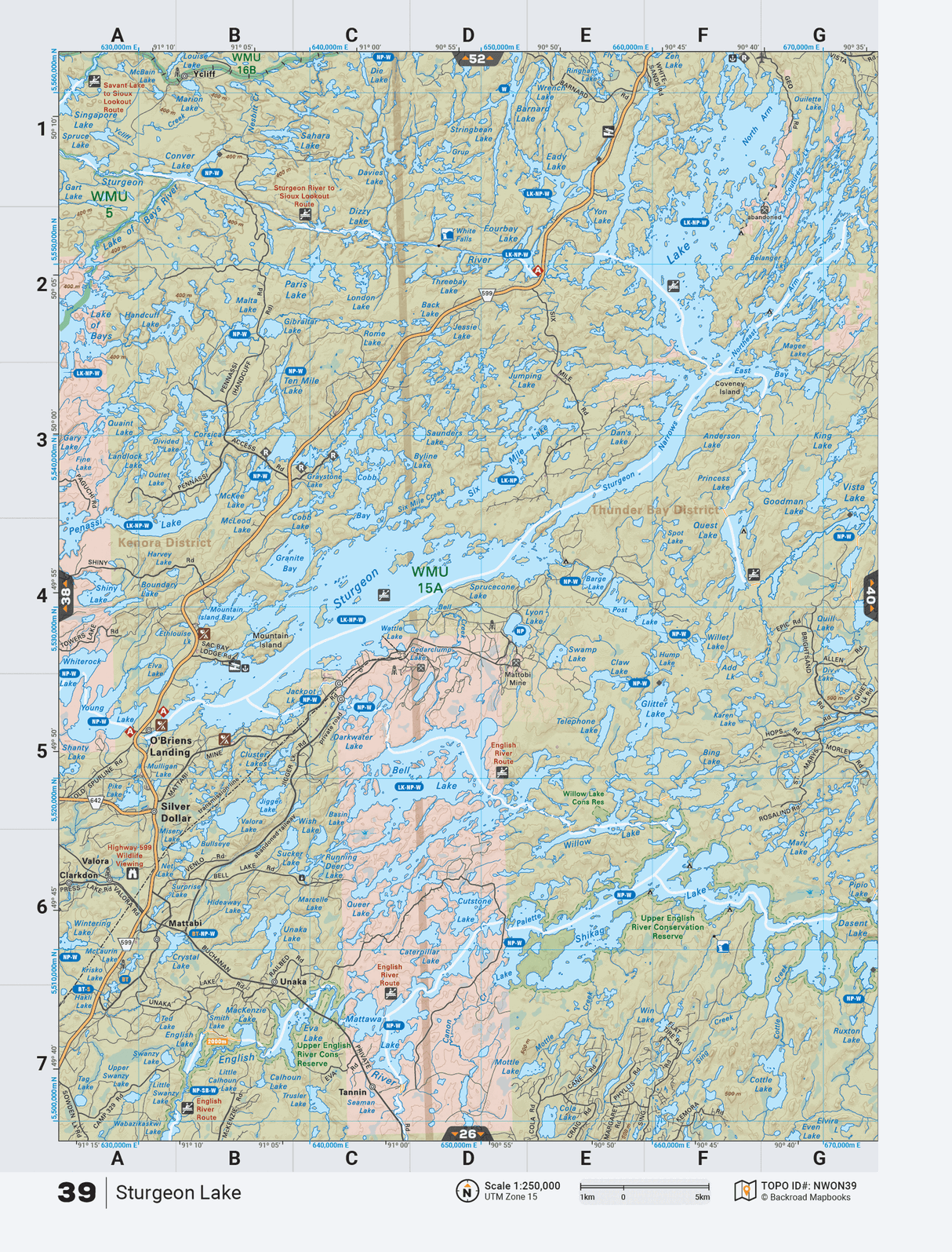 NWON39 TOPO Map - Sturgeon Lake - Backroad Maps