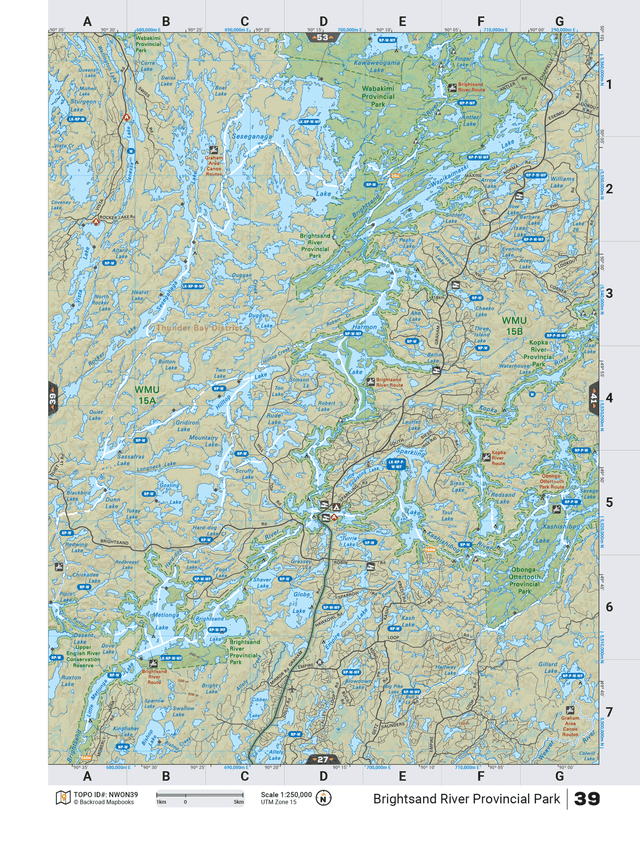 NWON40 TOPO Map - Brightsand River Provincial Park - Backroad Maps