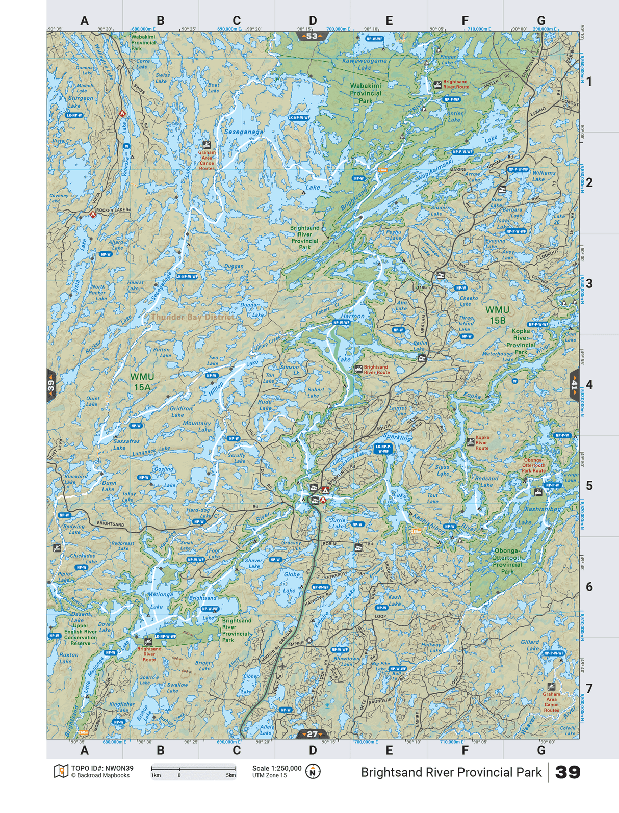 NWON40 Wall Map - Brightsand River Provincial Park - Backroad Maps
