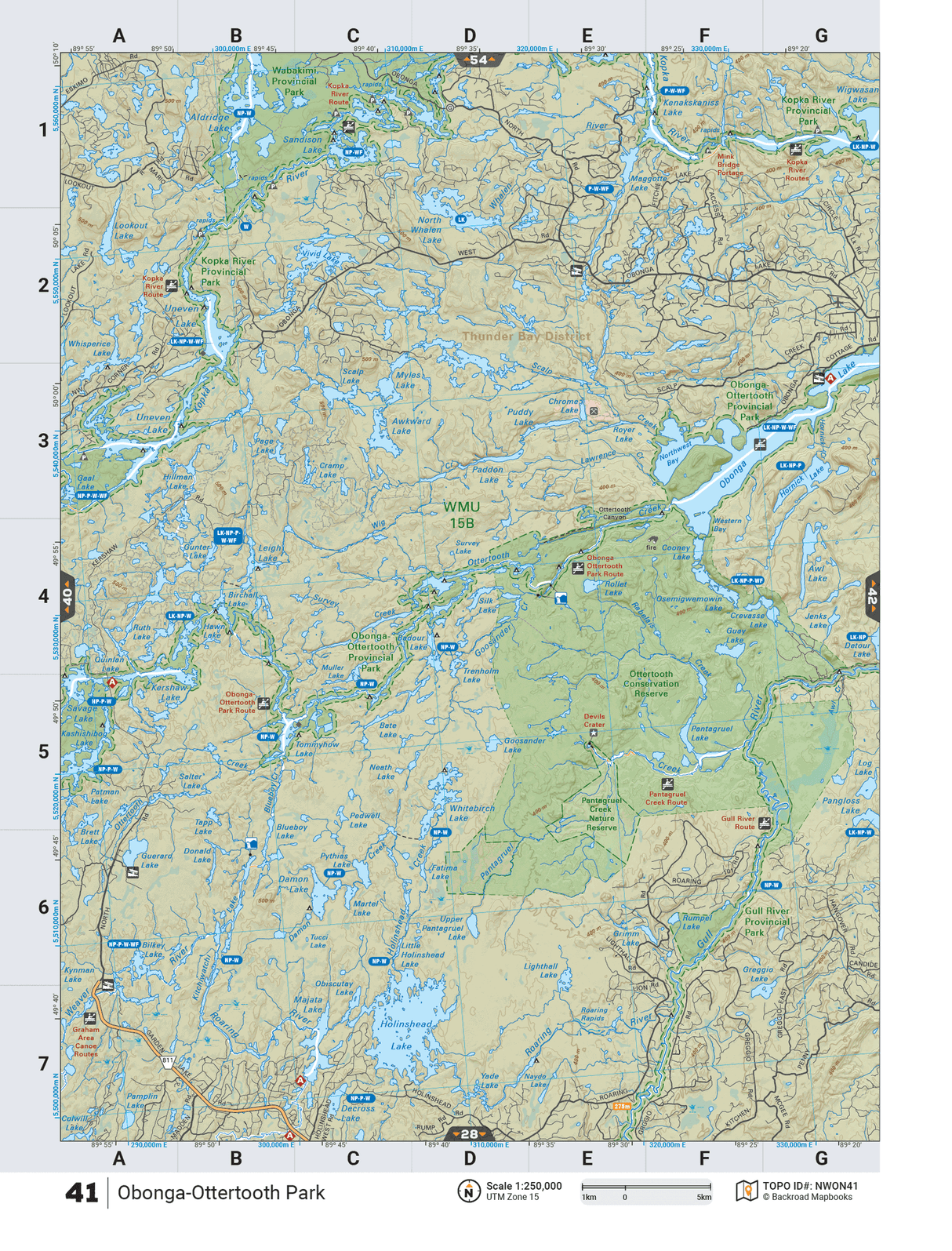 NWON41 TOPO Map - Obonga-Ottertooth Park - Backroad Maps