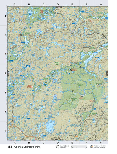 NWON41 TOPO Map - Obonga-Ottertooth Park - Backroad Maps