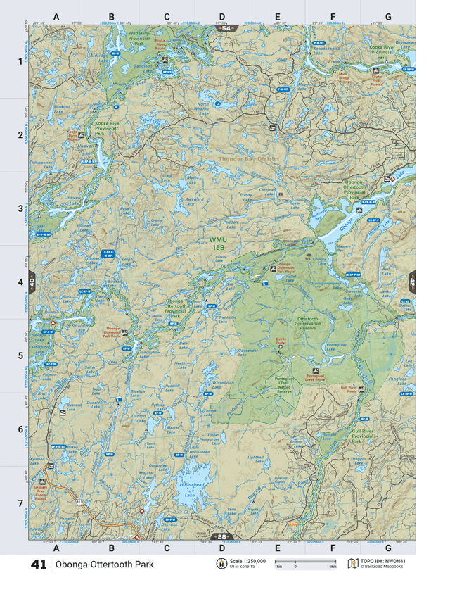 NWON41 TOPO Map - Obonga-Ottertooth Park - Backroad Maps