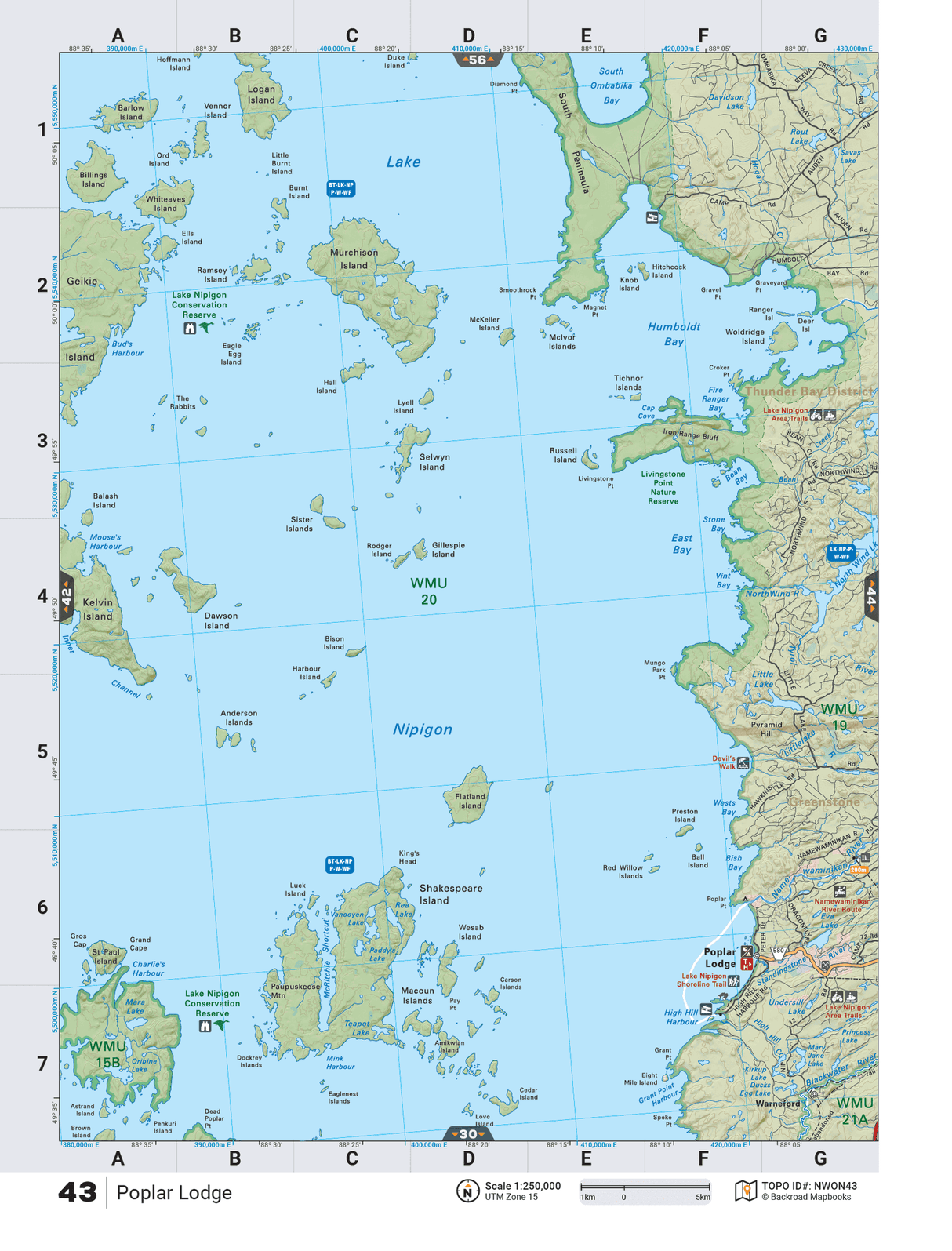NWON43 Wall Map - Poplar Lodge - Backroad Maps