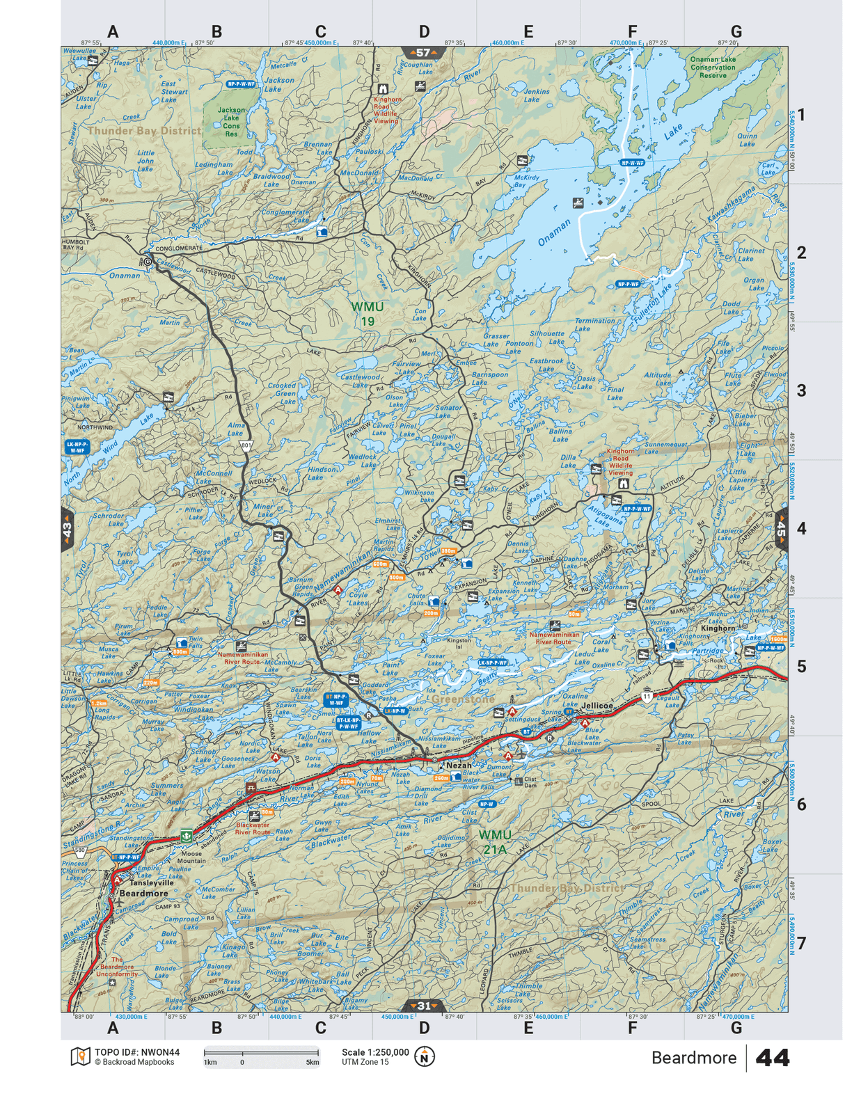NWON44 Wall Map - Beardmore - Backroad Maps