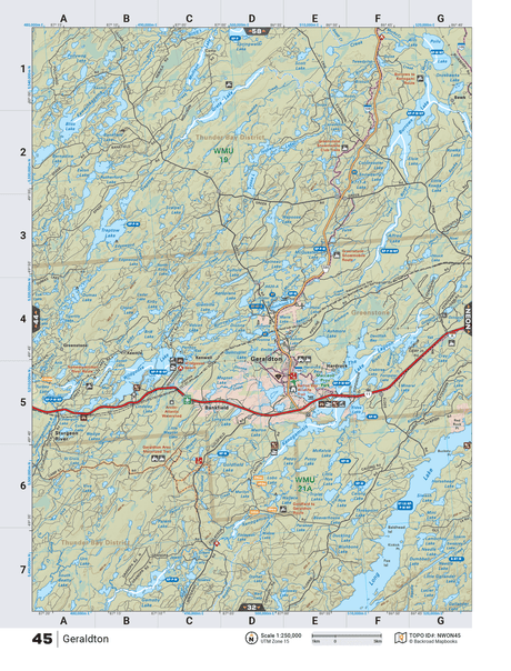 NWON45 TOPO Map - Geraldton - Backroad Maps