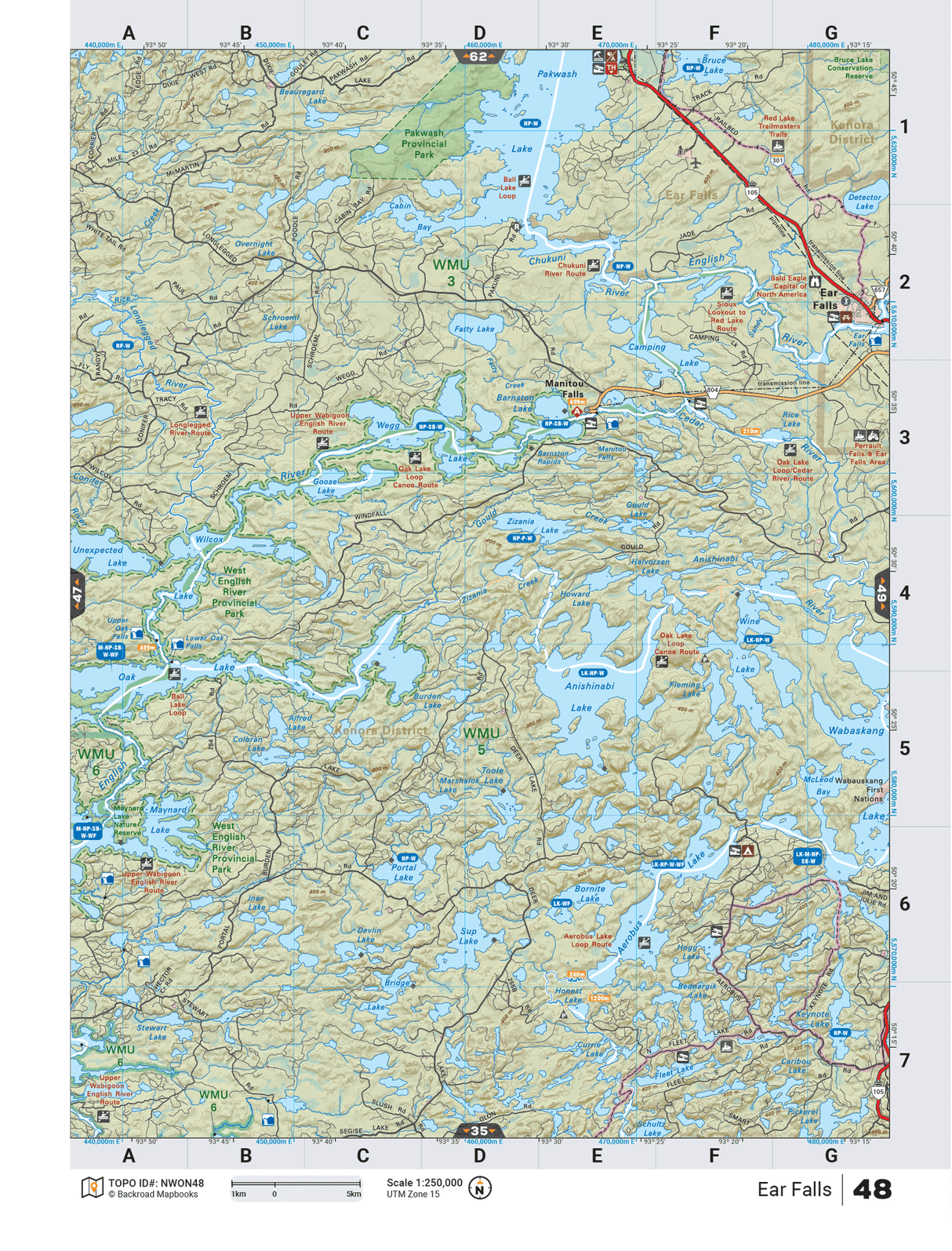 NWON48 Wall Map - Ear Falls - Backroad Maps