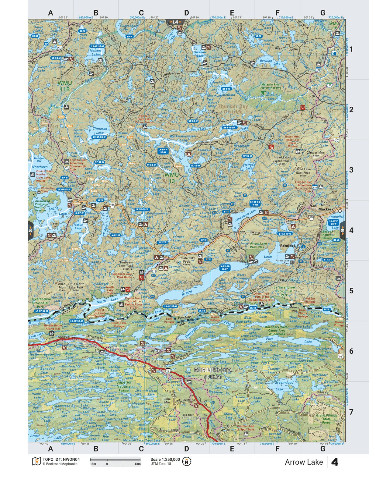 NWON4 TOPO Map - Arrow Lake - Backroad Maps