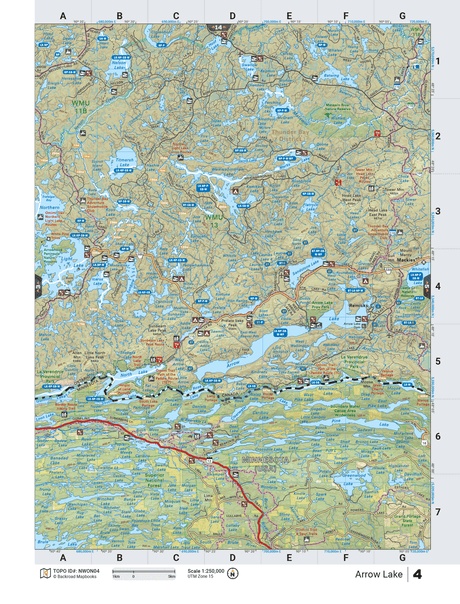 NWON4 TOPO Map - Arrow Lake - Backroad Maps