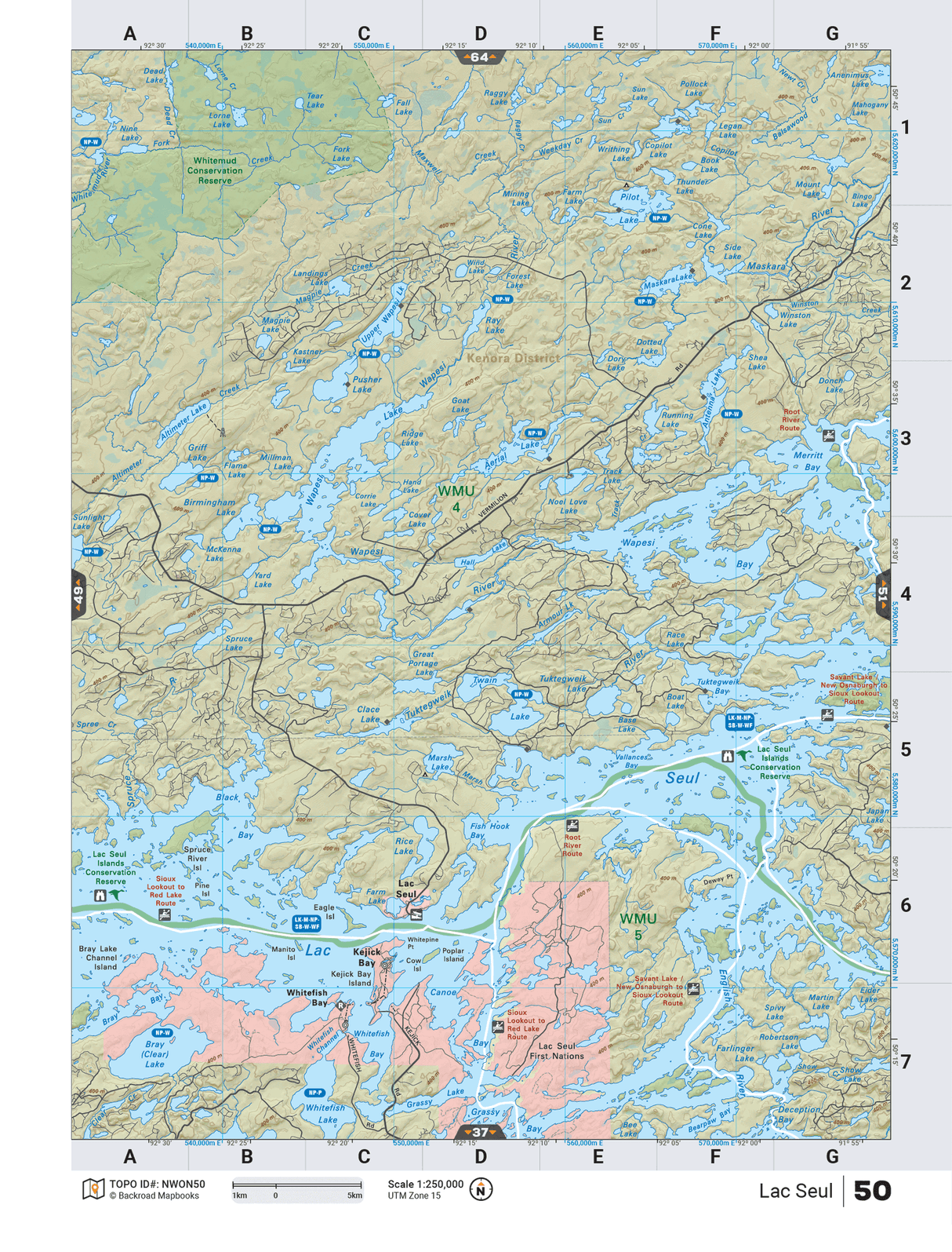 NWON50 Wall Map - Lac Seul - Backroad Maps
