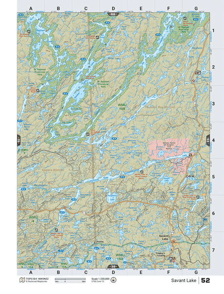 NWON52 TOPO Map - Savant Lake - Backroad Maps