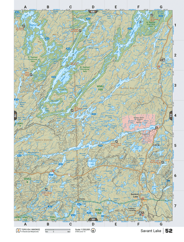 NWON52 TOPO Map - Savant Lake - Backroad Maps