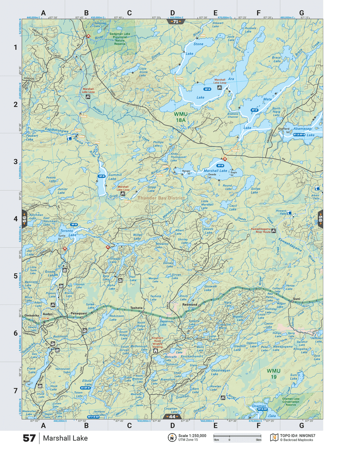NWON57 Wall Map - Marshall Lake - Backroad Maps