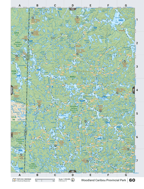 NWON60 TOPO Map - Woodland Caribou Provincial Park - Backroad Maps