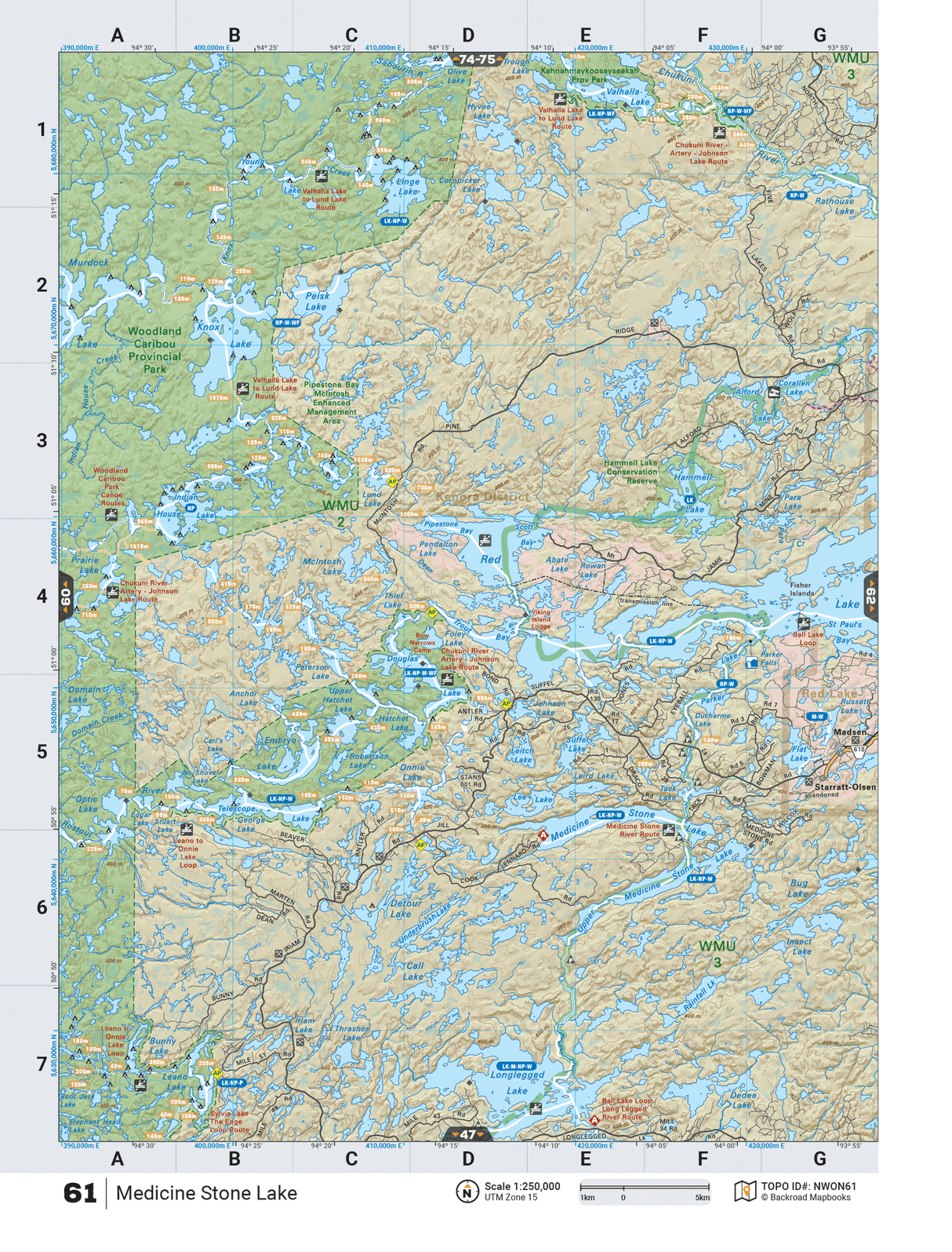 NWON61 TOPO Map - Medicine Stone Lake - Backroad Maps