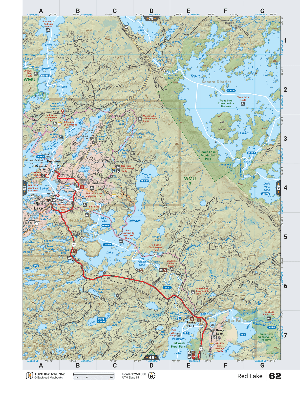 NWON62 Wall Map - Red Lake - Backroad Maps