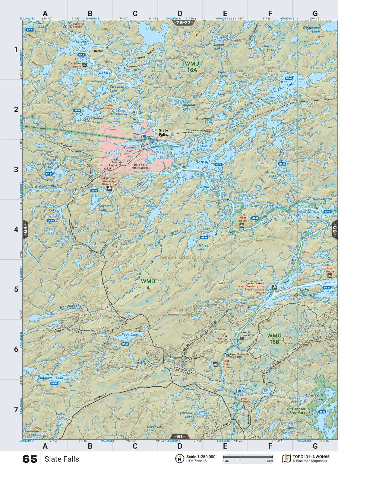 NWON65 TOPO Map - Slate Falls - Backroad Maps
