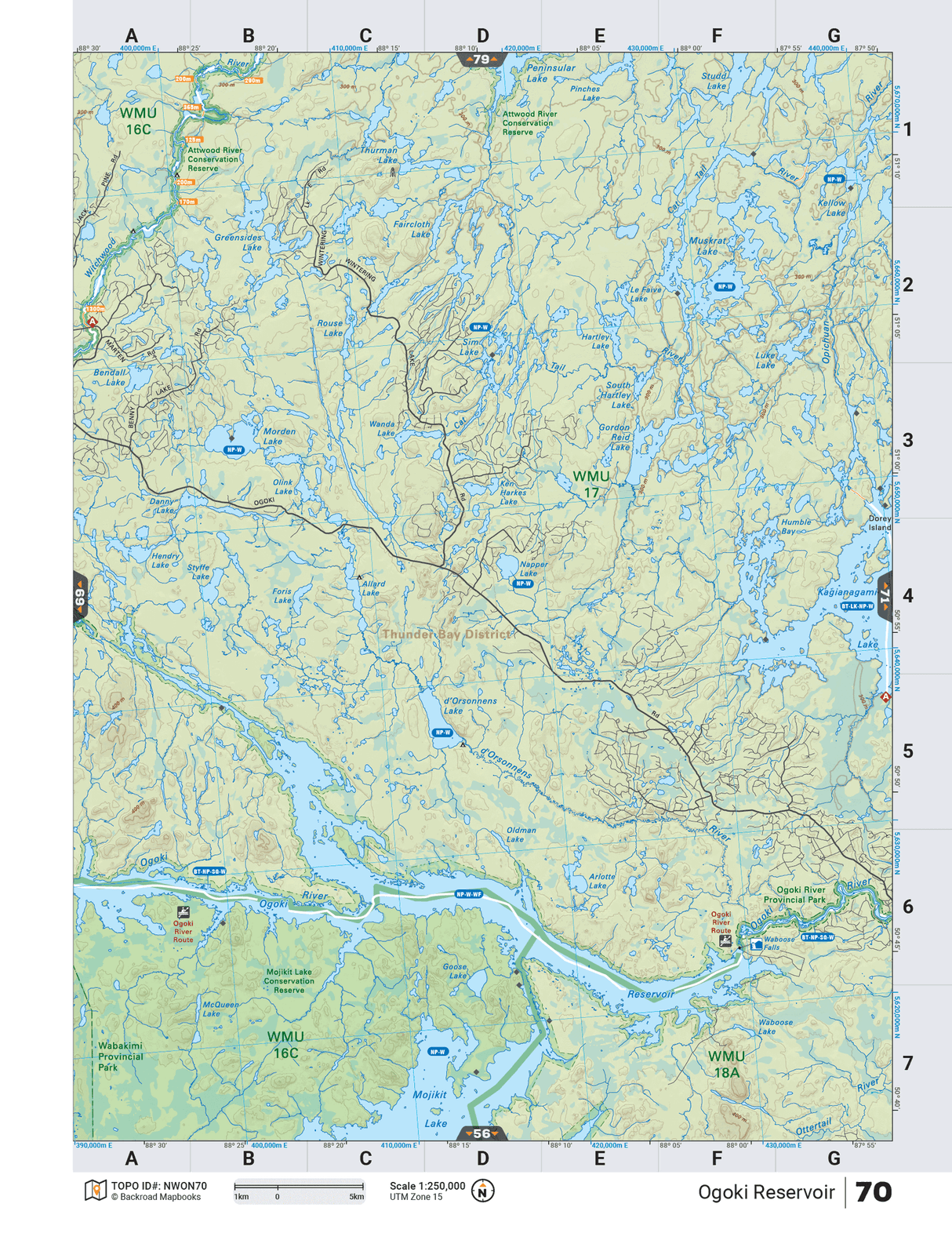 NWON70 TOPO Map - Ogoki Reservoir - Backroad Maps
