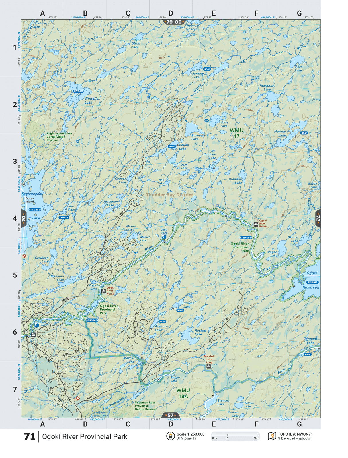 NWON71 Wall Map - Ogoki River Provincial Park - Backroad Maps